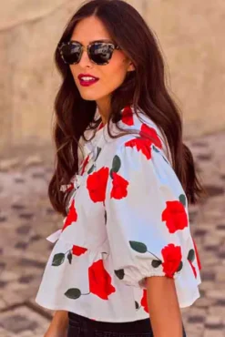 BLOUSE ADALINE ROSE ROUGE