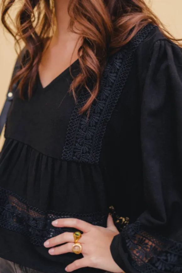 BLOUSE AMY LIN VISCOSE NOIR
