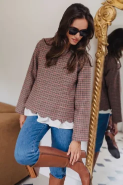 BLOUSE BALTHAZAR DAMIER ACAJOU