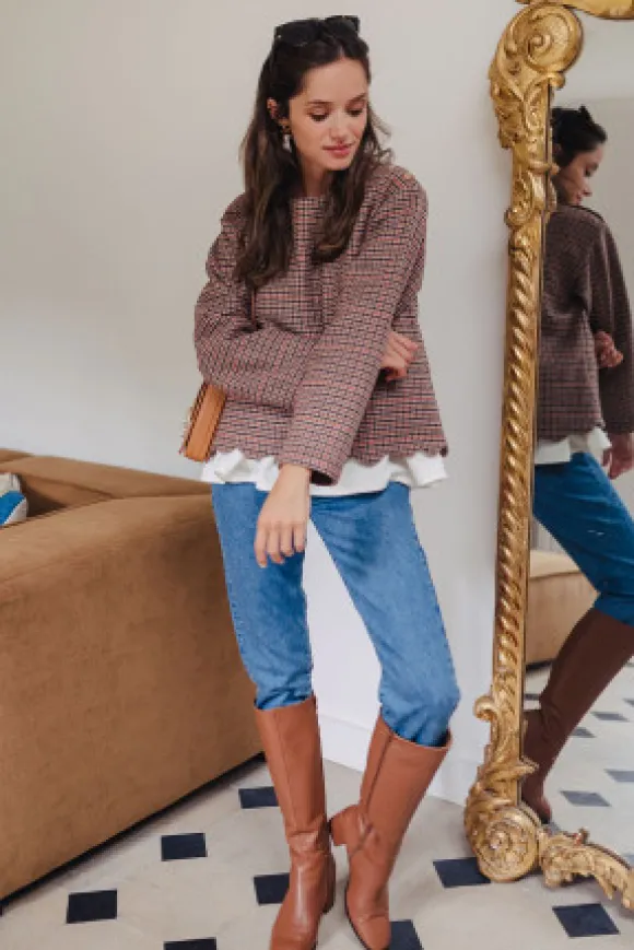 BLOUSE BALTHAZAR DAMIER ACAJOU