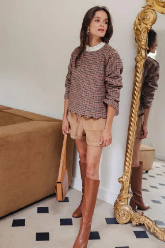 BLOUSE BALTHAZAR DAMIER ACAJOU