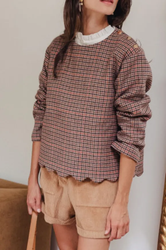 BLOUSE BALTHAZAR DAMIER ACAJOU