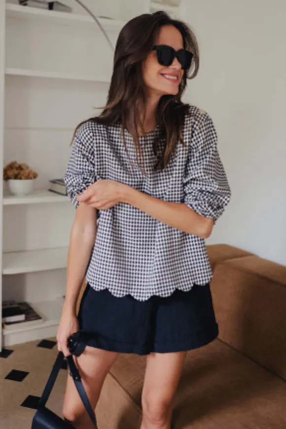 BLOUSE BALTHAZAR PIED DE POULE