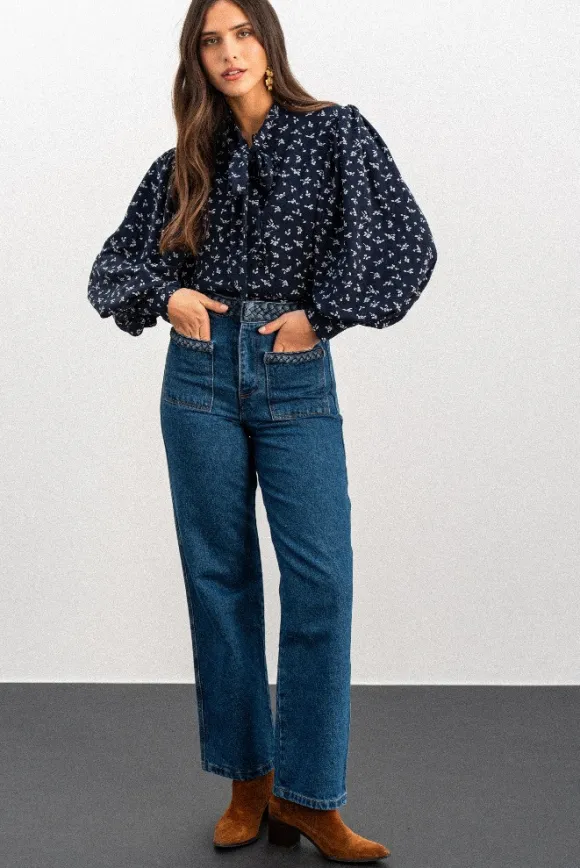 BLOUSE BEREN IMPRIMÉ PENTO MARINE