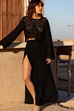 BLOUSE BRENDA GUIPURE NOIR