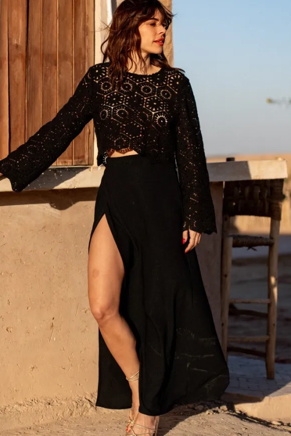 BLOUSE BRENDA GUIPURE NOIR