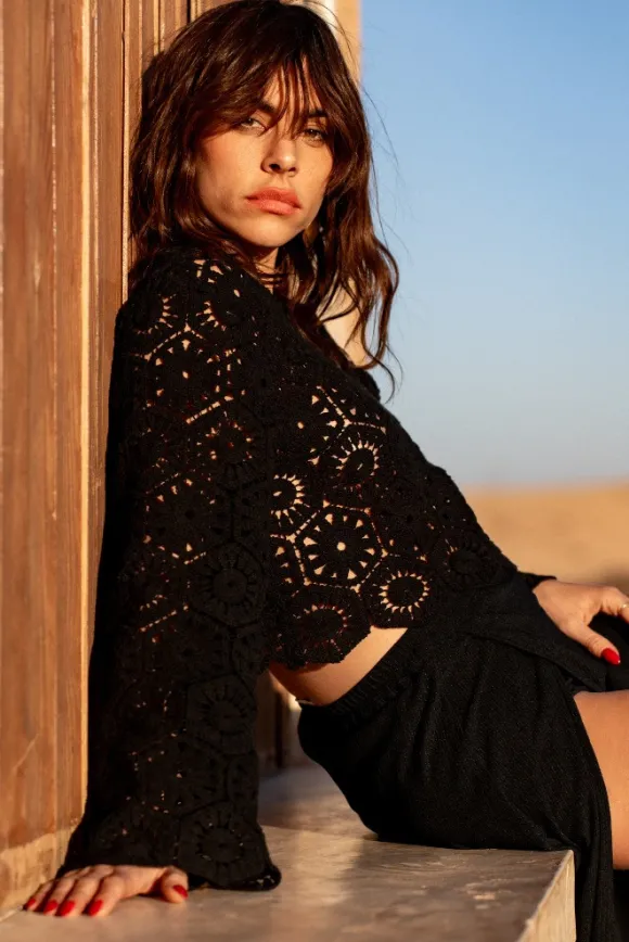 BLOUSE BRENDA GUIPURE NOIR