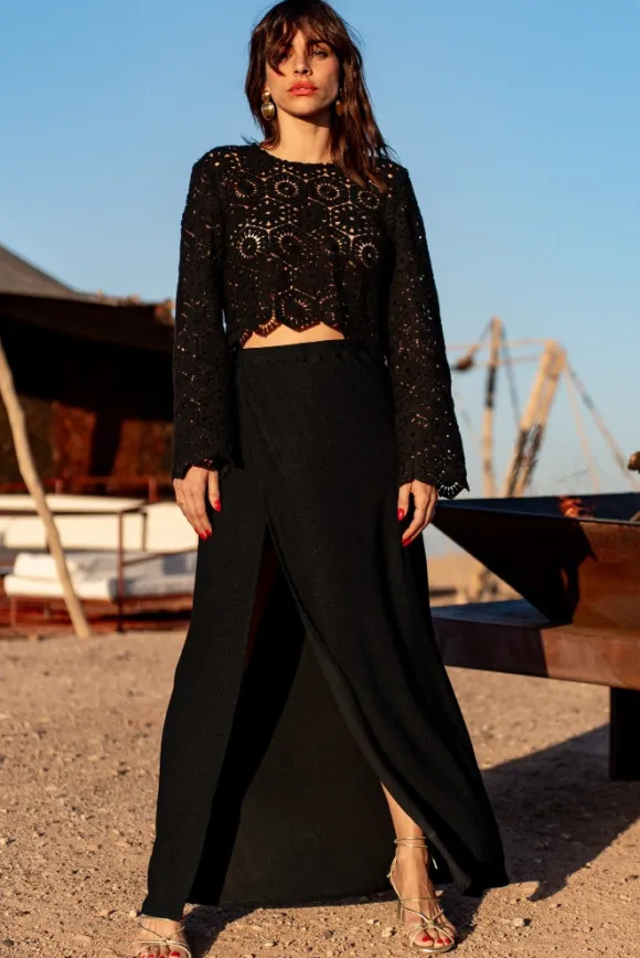 BLOUSE BRENDA GUIPURE NOIR