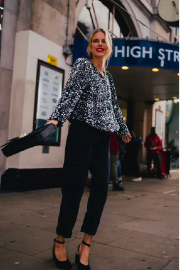 BLOUSE CALIOPE SEQUIN ARGENT