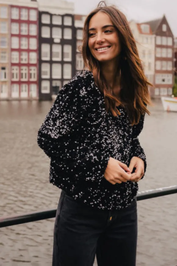 BLOUSE CALIOPE SEQUIN NOIR