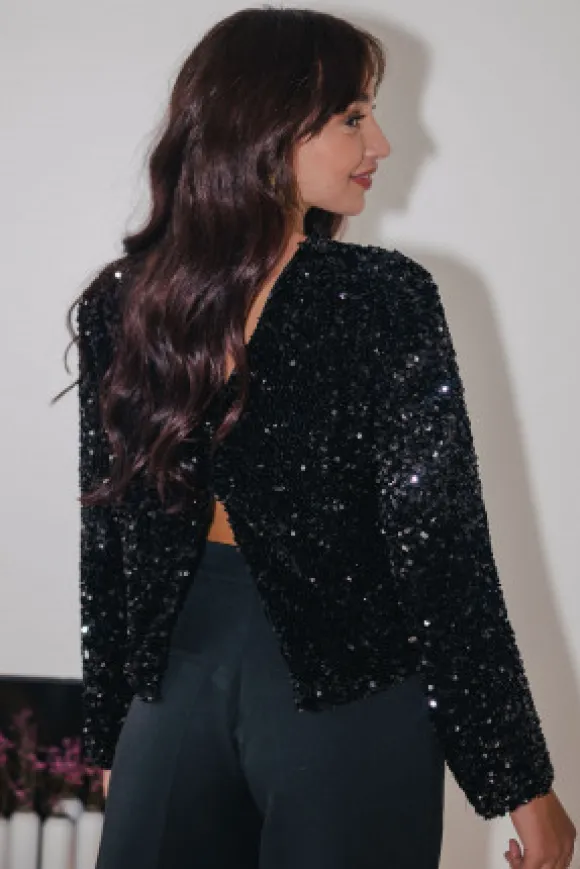 BLOUSE CALIOPE SEQUIN NOIR