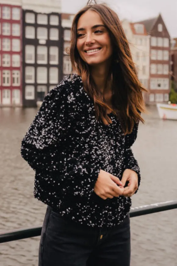 BLOUSE CALIOPE SEQUIN NOIR