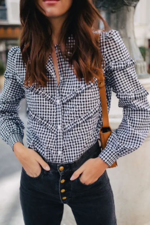 BLOUSE LORRAINE VICHY NOIR