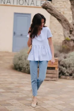 BLOUSE MARTHA BLEU COTON