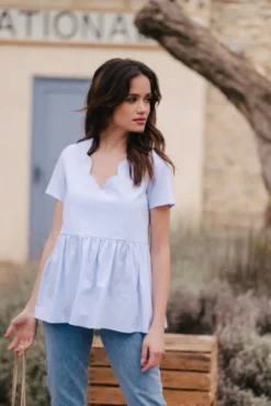 BLOUSE MARTHA BLEU COTON
