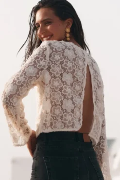 BLOUSE NAOMIE DENTELLE PIVOINE