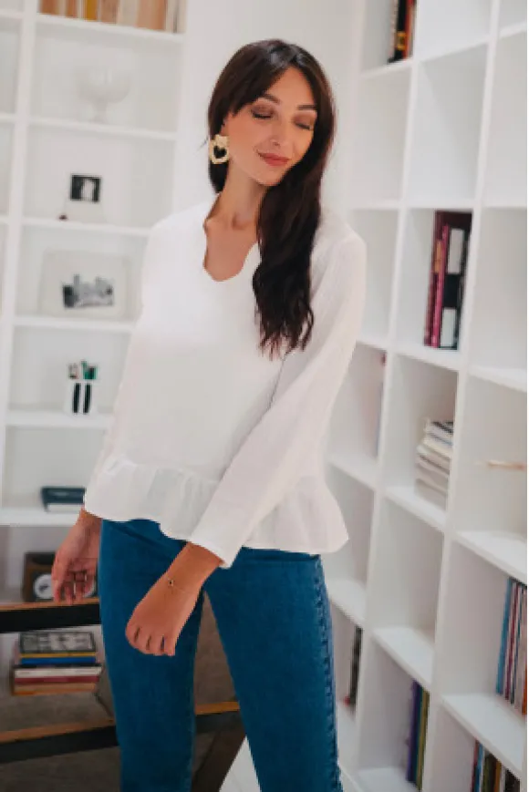 BLOUSE SULLY BLANC COTON