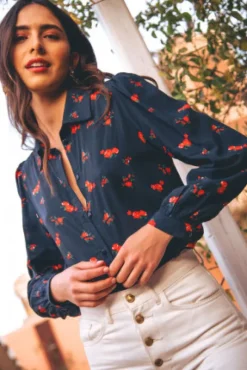 CHEMISE MARIA BOUQUET ROUGE