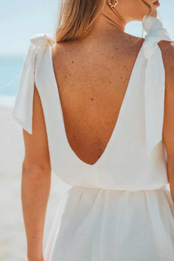 COMBISHORT FLEURINE BLANC COTON