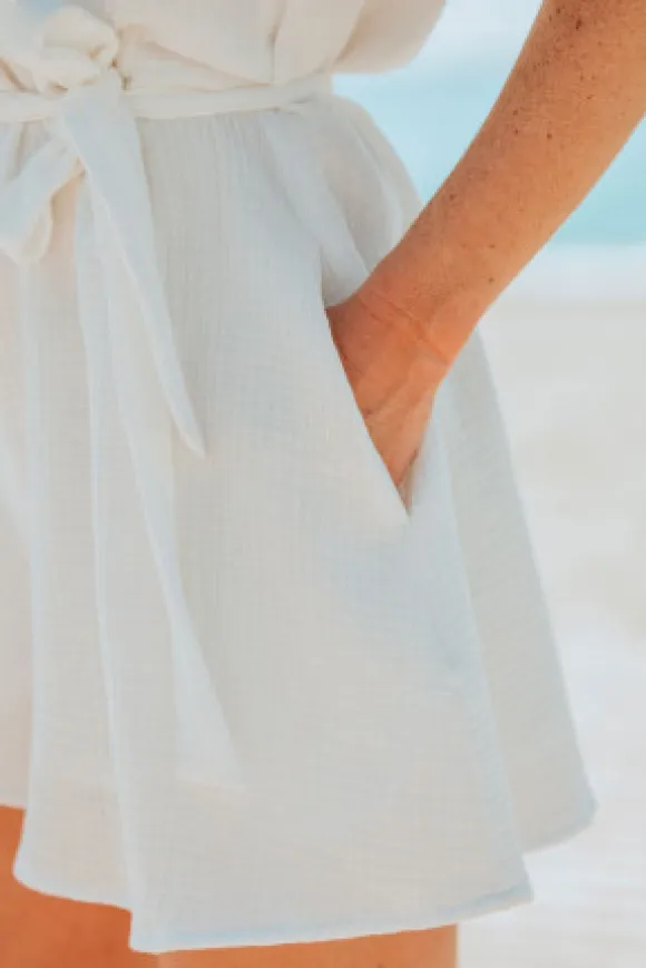COMBISHORT FLEURINE BLANC COTON