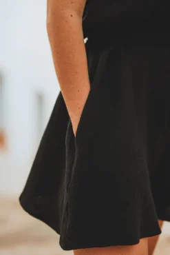 COMBISHORT FLEURINE NOIR COTON