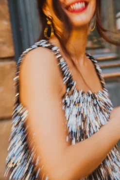 DÉBARDEUR MAJDA PAILLETTE ARGENT