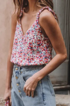 DÉBARDEUR PAOLA BOUTON ROSÉ