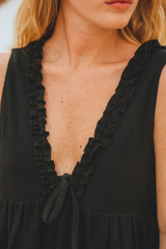 DÉBARDEUR TERRY NOIR COTON