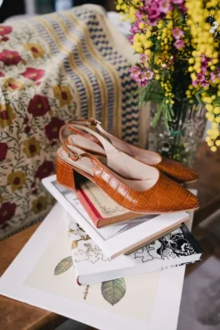 ESCARPINS SLOAN CROCO CAMEL