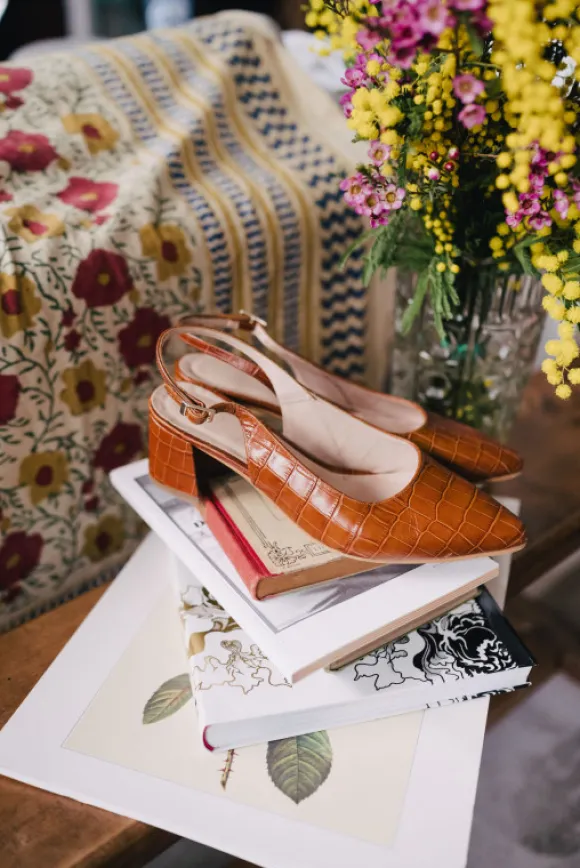 ESCARPINS SLOAN CROCO CAMEL