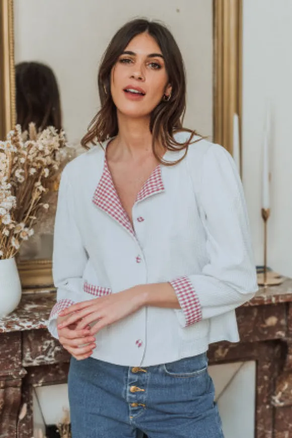 GILET INGRID VICHY ROSE