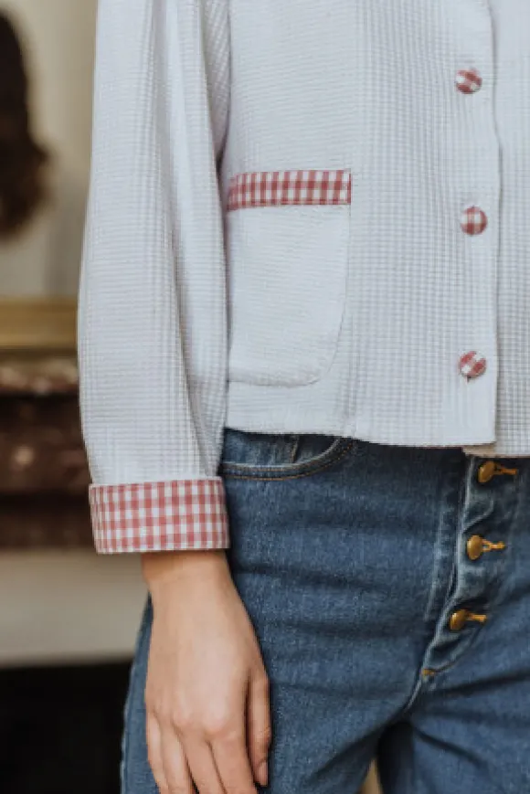 GILET INGRID VICHY ROSE