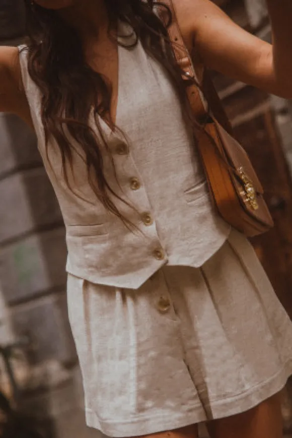 GILET MARCEL LIN VISCOSE BEIGE