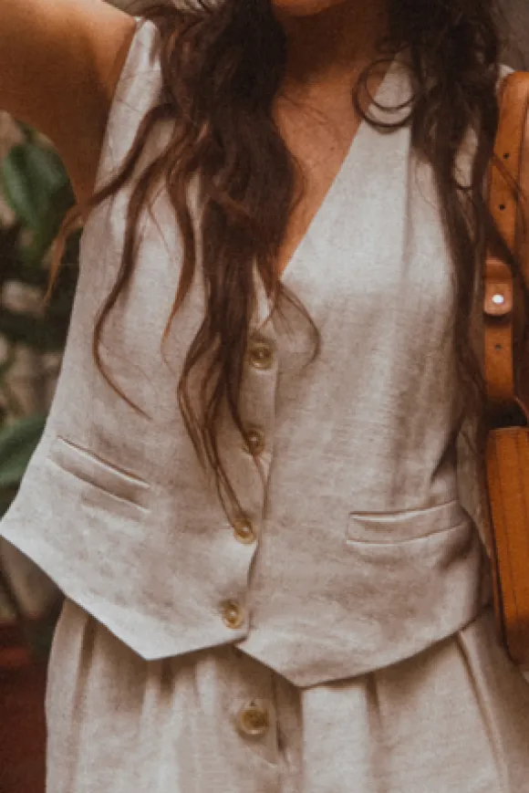 GILET MARCEL LIN VISCOSE BEIGE