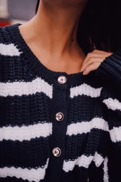 GILET RICO MARINE ÉCRU
