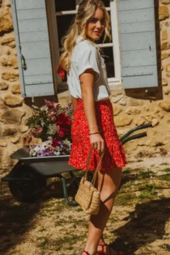 JUPE JUSTINE KUAZA ROUGE