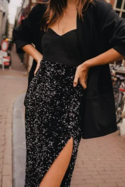 JUPE LÉANA SEQUIN NOIR