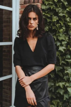 JUPE POLLY SIMILI CUIR NOIR