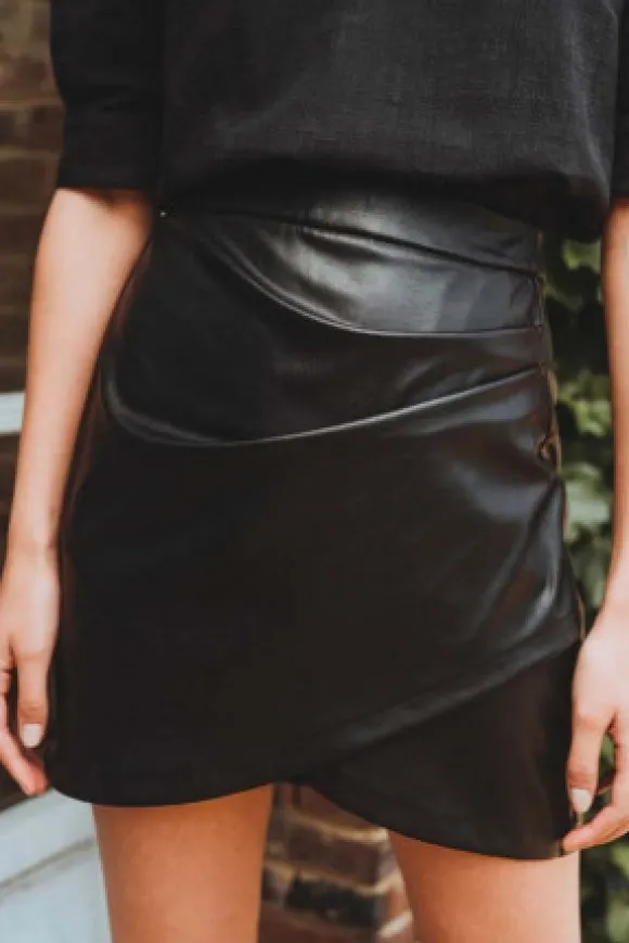 JUPE POLLY SIMILI CUIR NOIR