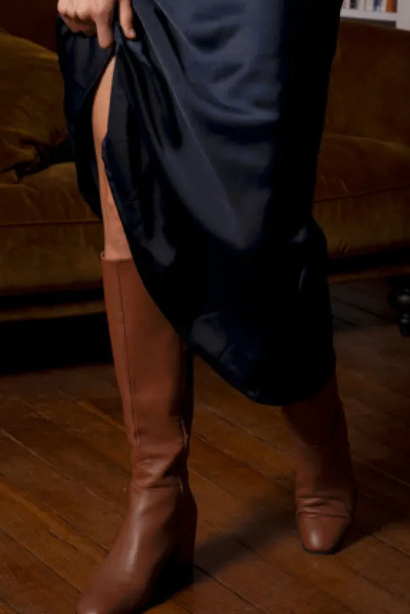 JUPE ROSE SATIN MARINE