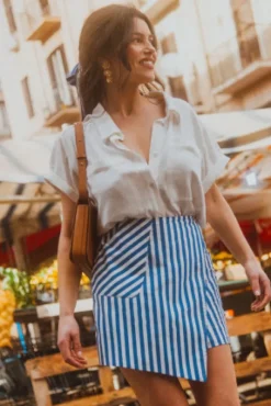 JUPE SHORT MILEY STRIPES BLUE