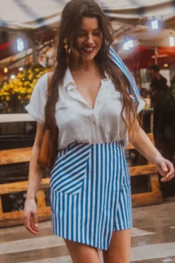 JUPE SHORT MILEY STRIPES BLUE