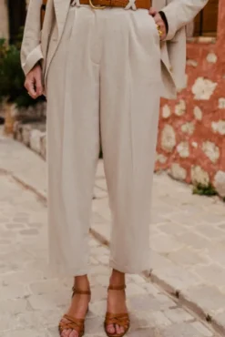 PANTALON GIOVANNI LIN VISCOSE BEIGE