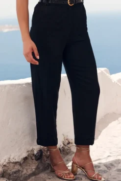 PANTALON GIOVANNI LIN VISCOSE NOIR