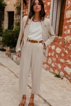 PANTALON GIOVANNI LIN VISCOSE BEIGE