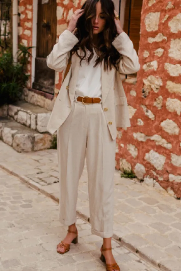 PANTALON GIOVANNI LIN VISCOSE BEIGE