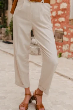 PANTALON GIOVANNI LIN VISCOSE BEIGE