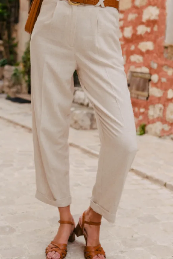 PANTALON GIOVANNI LIN VISCOSE BEIGE