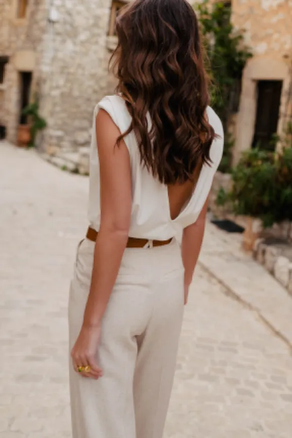 PANTALON GIOVANNI LIN VISCOSE BEIGE