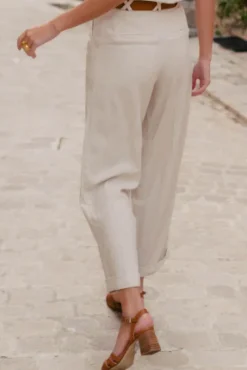 PANTALON GIOVANNI LIN VISCOSE BEIGE